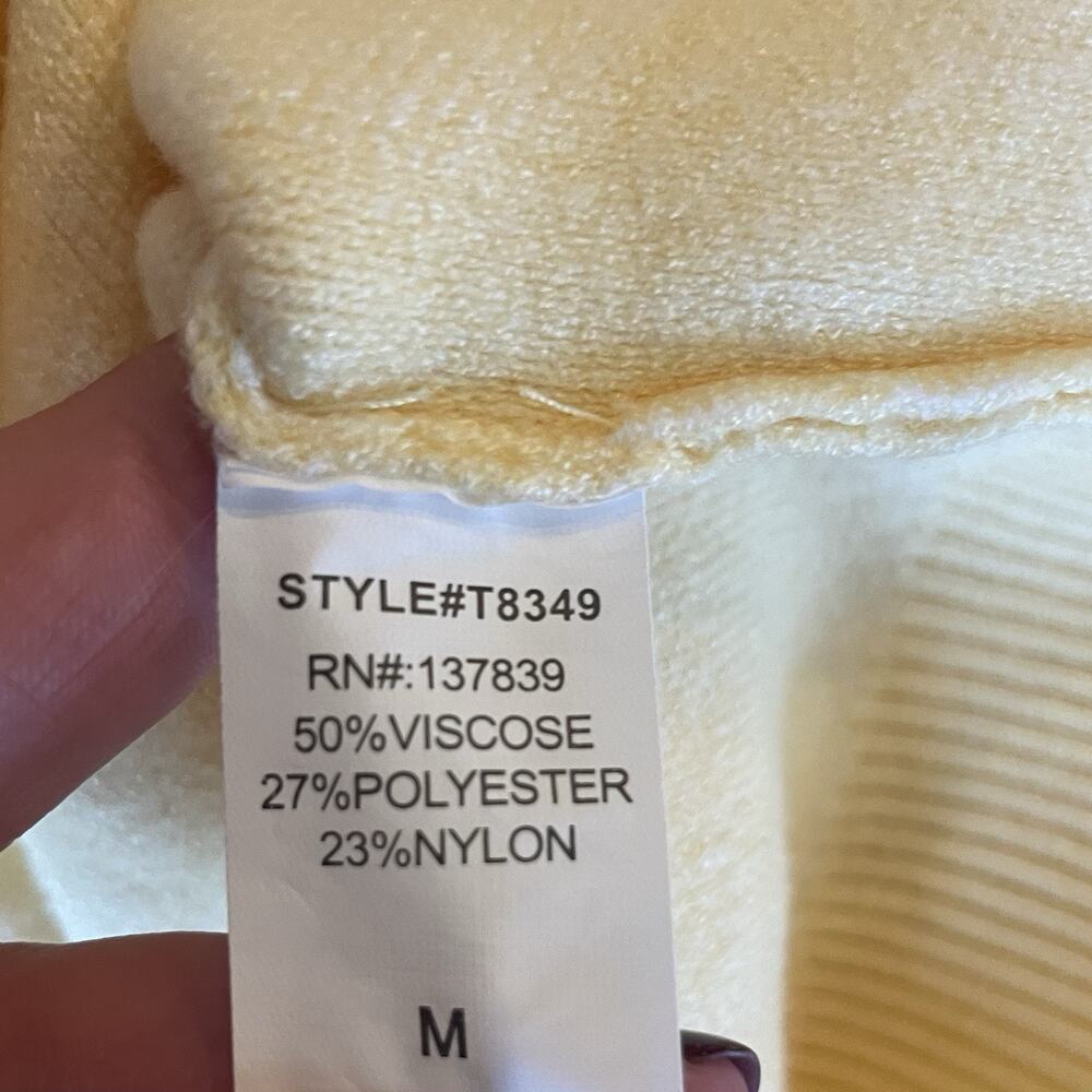Luna Ivy Daisy Croquette Cottage Preppy Cozy Casual Cropped Sweater Sz S Yellow - Picture 11 of 14